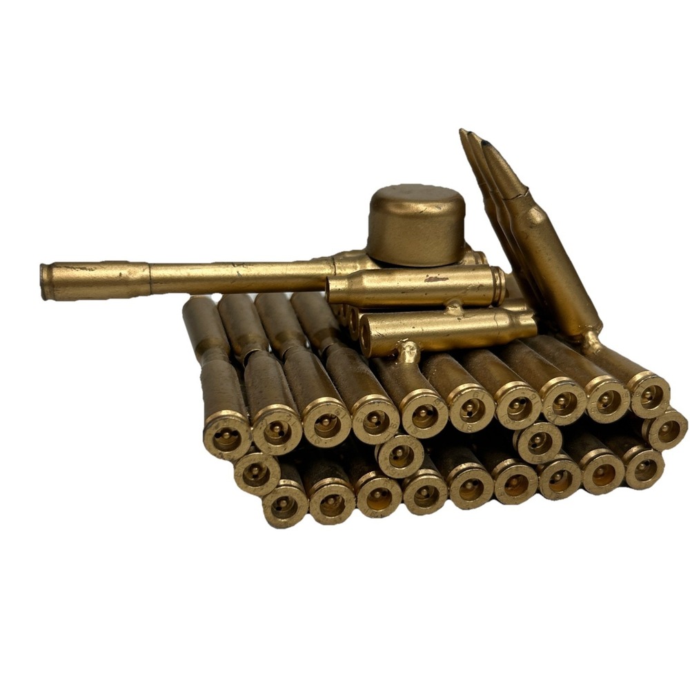 Rifle Bullet Shell Casing Tank Sculpture Metal Trench Art Desk Shelf Decoration